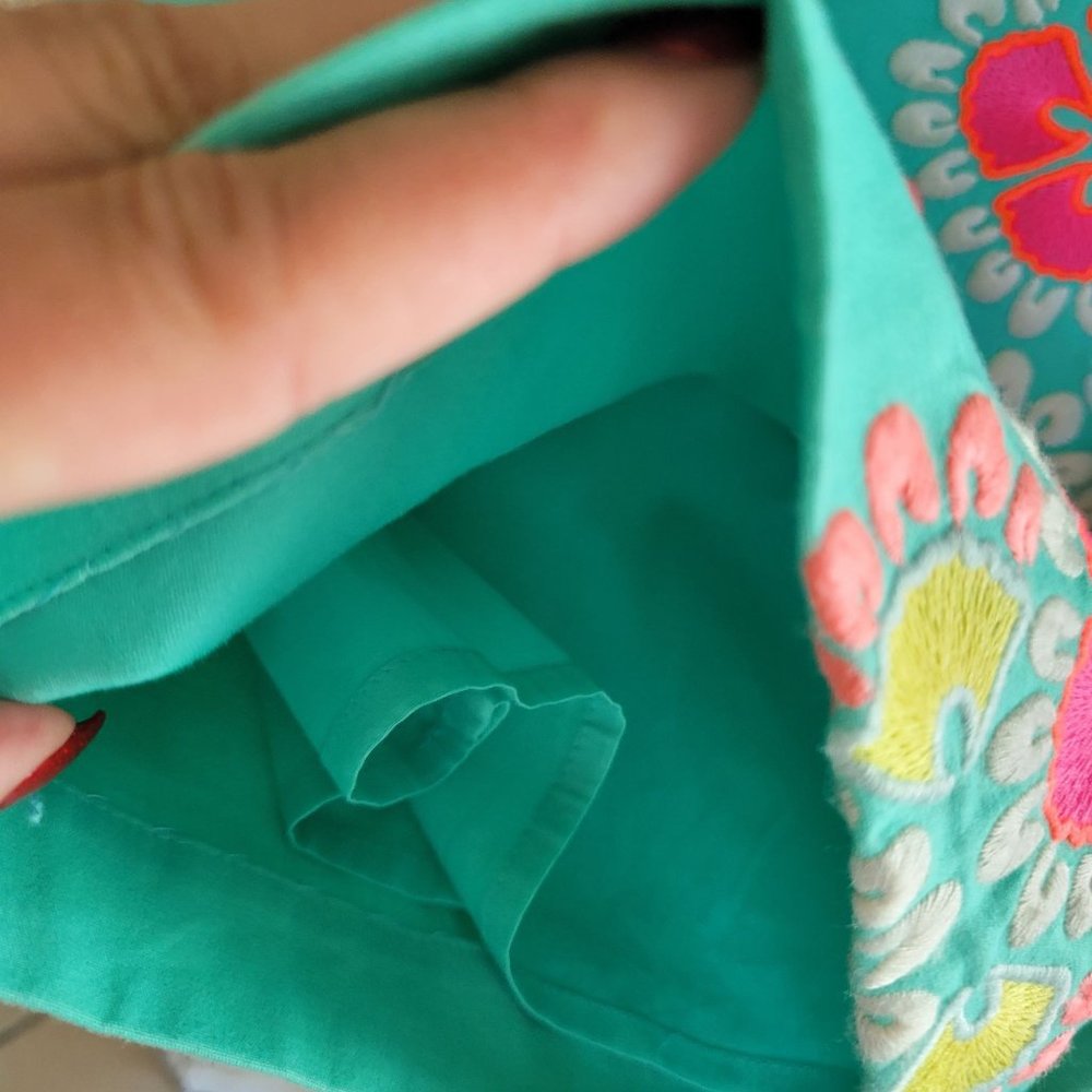 Vineyard Vines Womens Dress Green M Caribbean Floral Embroidered Strapless Back - Picture 10 of 11